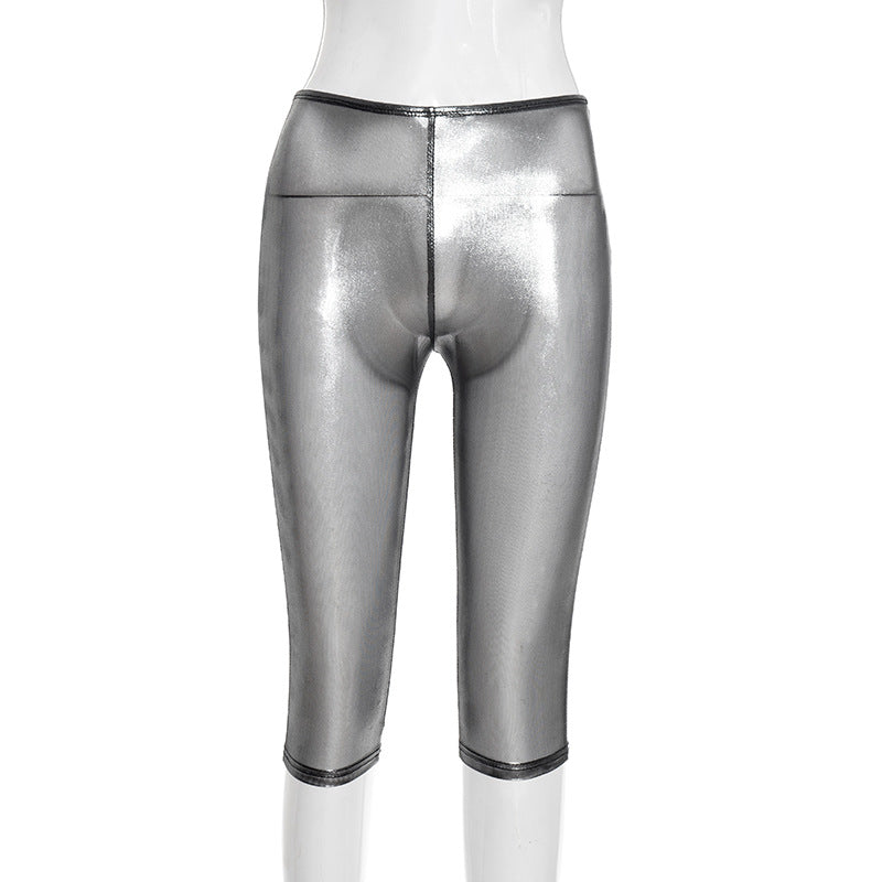 Metallic Capri Pants with Trim