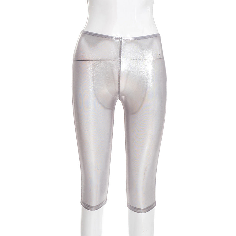 Metallic Capri Pants with Trim