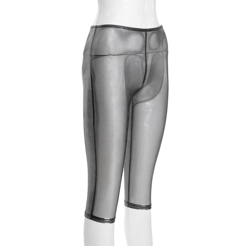 Metallic Capri Pants with Trim