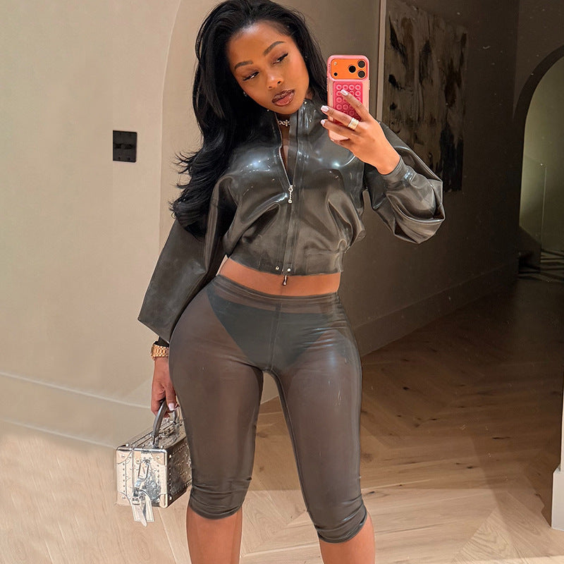 Metallic Capri Pants with Trim