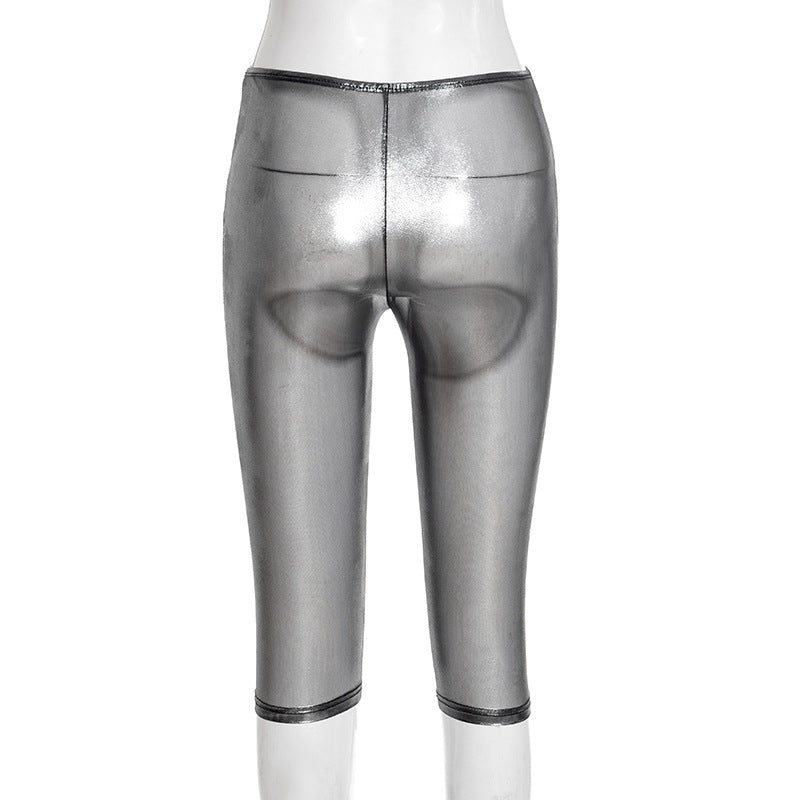 Metallic Capri Pants with Trim
