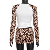 Leopard Print Crop Top & Shorts Set