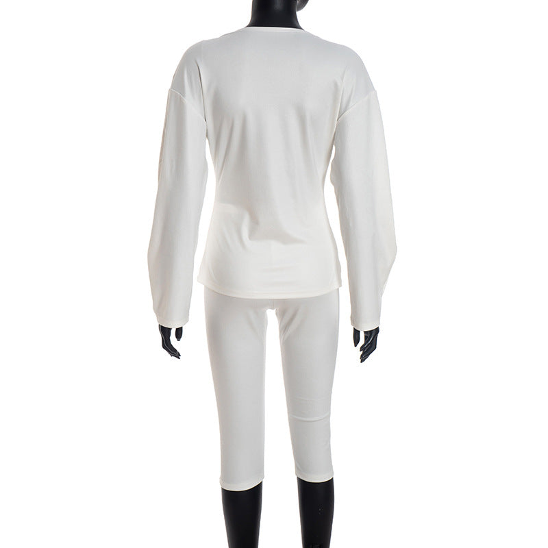 V-Neck Blazer & Cropped Pants Set