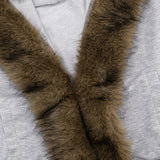 Gray Jacket with Faux Fur Trim