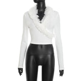 Long Sleeve Top with Faux Fur Detailing