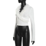 Long Sleeve Top with Faux Fur Detailing