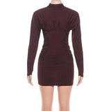 Ruched Long-Sleeve Bodycon Dress