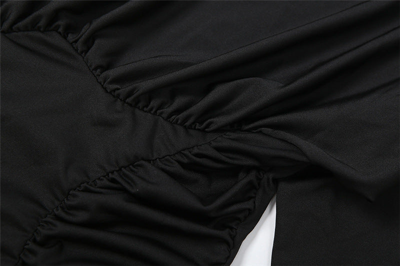 Ruched Long-Sleeve Bodycon Dress