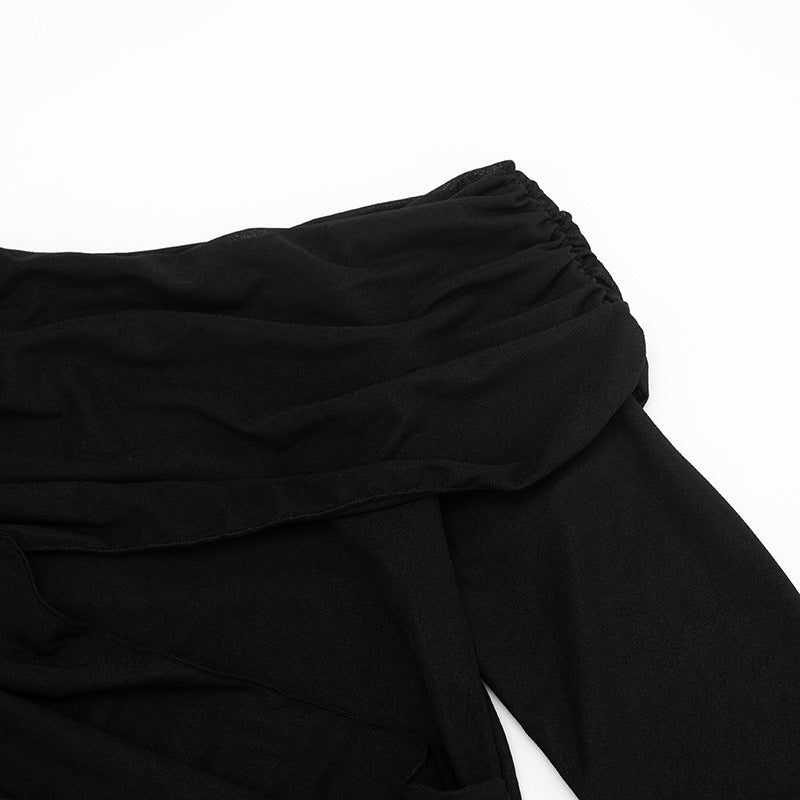 Off-Shoulder Sheer Ruched Dress