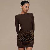 Long-Sleeve Ruched Bodycon Dress