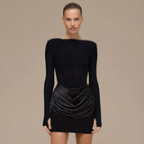 Long-Sleeve Ruched Bodycon Dress