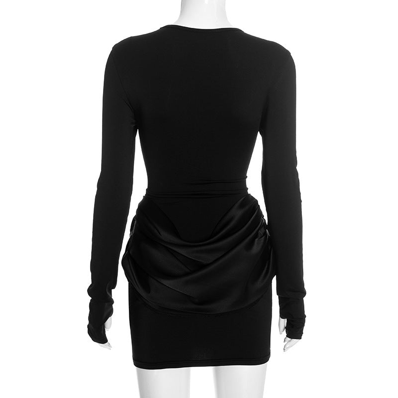 Long-Sleeve Ruched Bodycon Dress