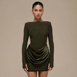 Long-Sleeve Ruched Bodycon Dress