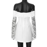 Off-Shoulder Dress with Lace Sleeves