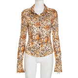 Leopard Print Button-Up Long Sleeve Shirt