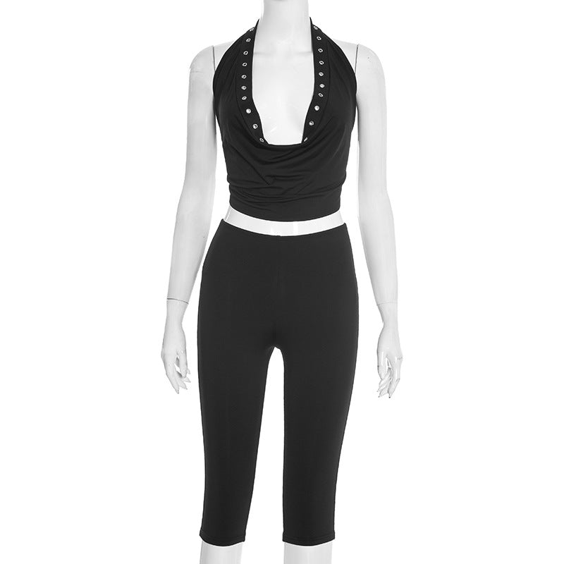 Halter Top with High-Waisted Capris