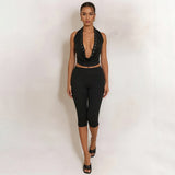 Halter Top with High-Waisted Capris