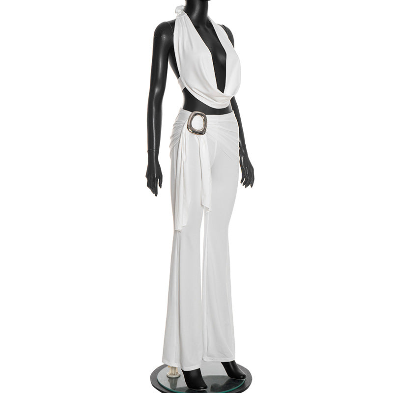 Halter Top & Draped Pants Set