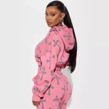 Hoodie & Joggers Set with Cross Print