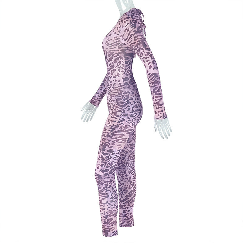 Leopard Print Jumpsuit with Cut-Out Detail