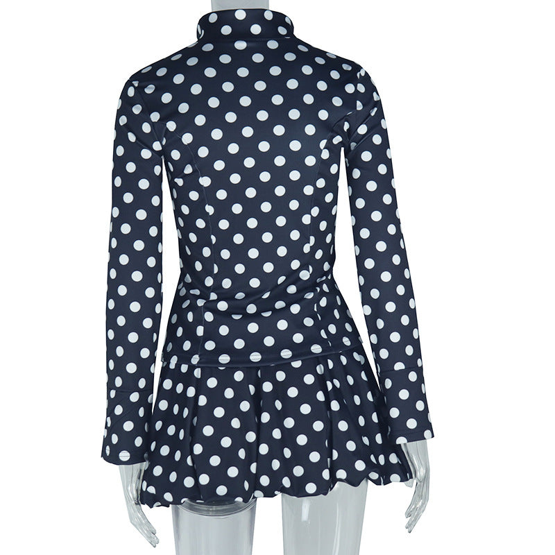 Polka Dot Set with Drawstring Skirt