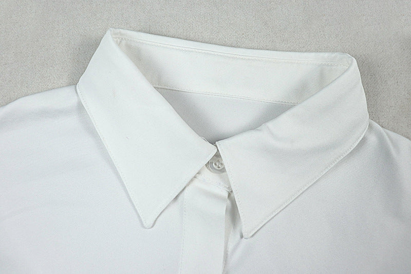 Shirt Dress with High Slit & V-Neck