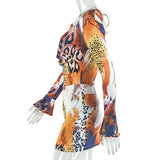 Animal Print Deep V-Neck Mini Dress