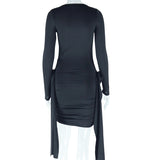 Long Sleeve Ruched Dress with Tie Details