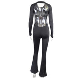 Metallic Jumpsuit with Sheer Panel