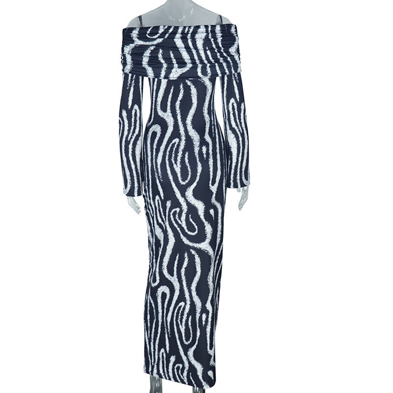 Off-Shoulder Zebra Print Dress