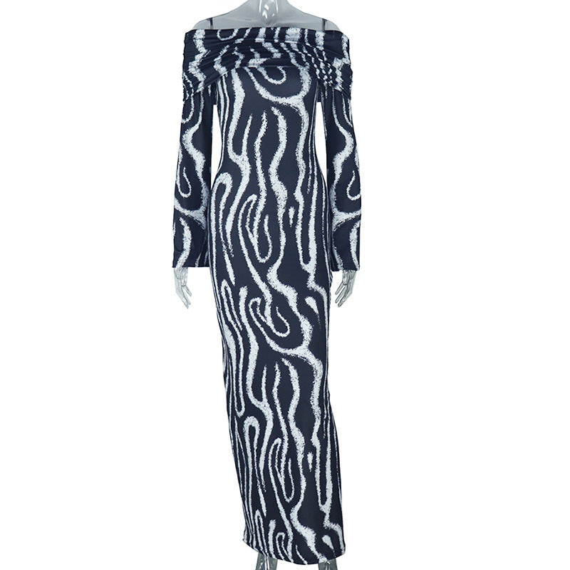 Off-Shoulder Zebra Print Dress