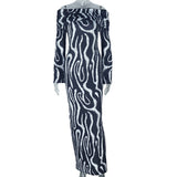 Off-Shoulder Zebra Print Dress