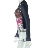 Artistic Floral Pattern Long Sleeve Top