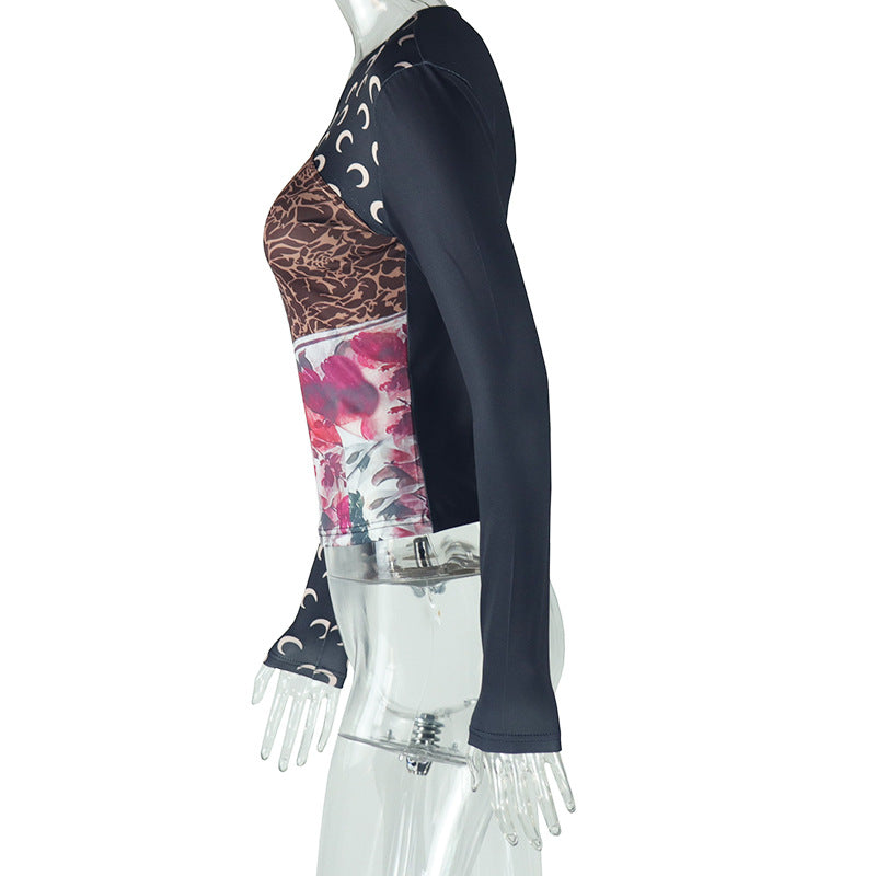 Artistic Floral Pattern Long Sleeve Top