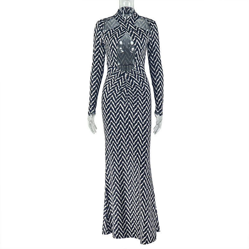 Chic Zigzag Cut-Out Maxi Dress