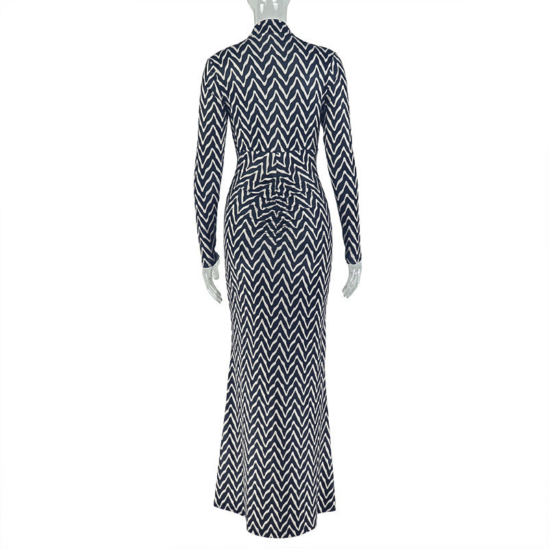 Chic Zigzag Cut-Out Maxi Dress