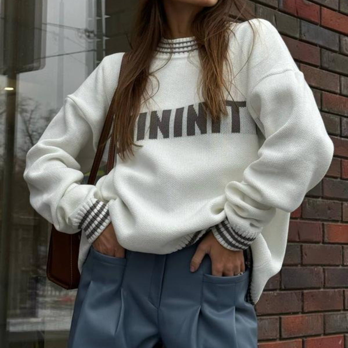 Casual Oversized Knit Sweatshirt