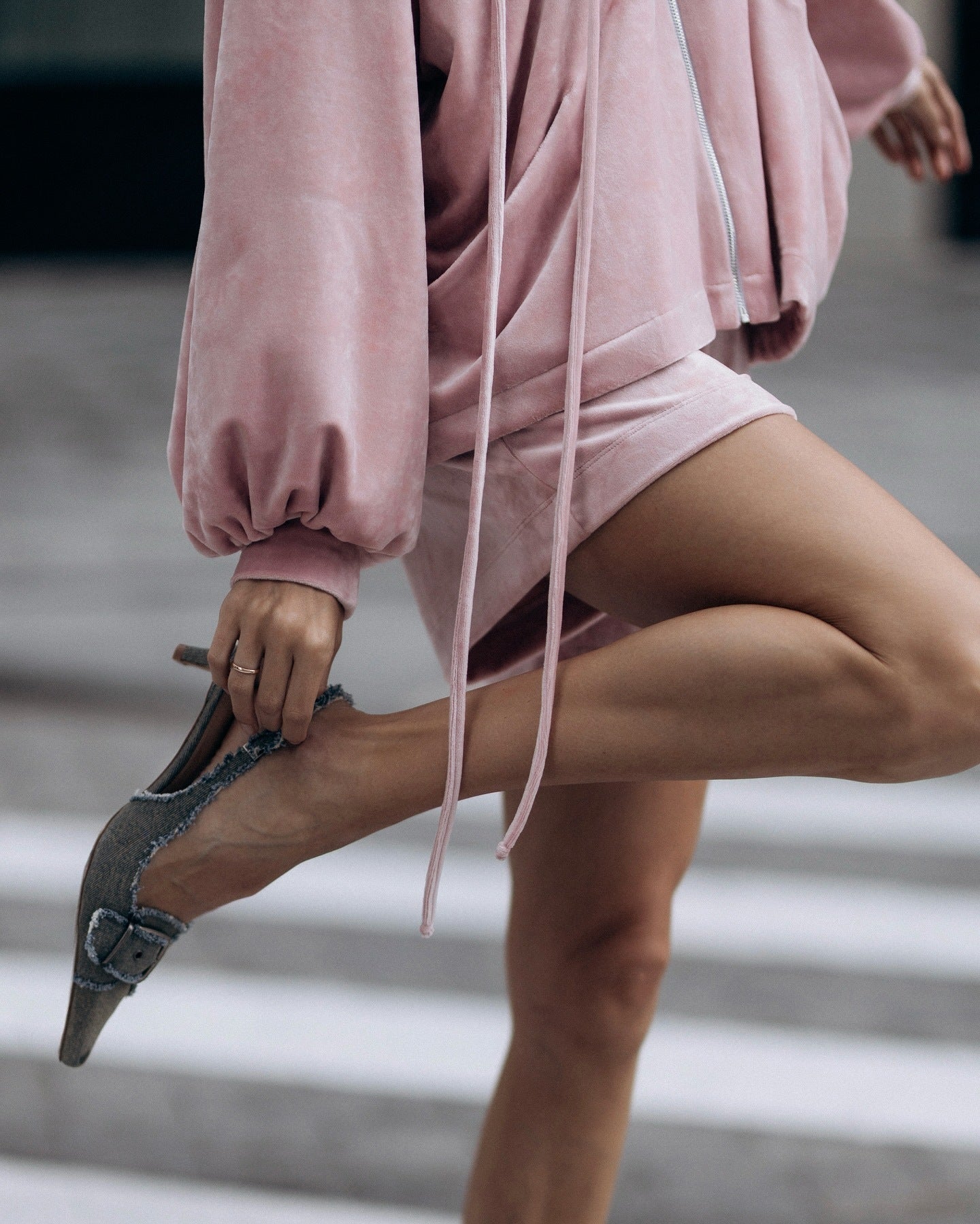 Hooded Zip-Up Top & Shorts Lounge Set