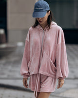Hooded Zip-Up Top & Shorts Lounge Set
