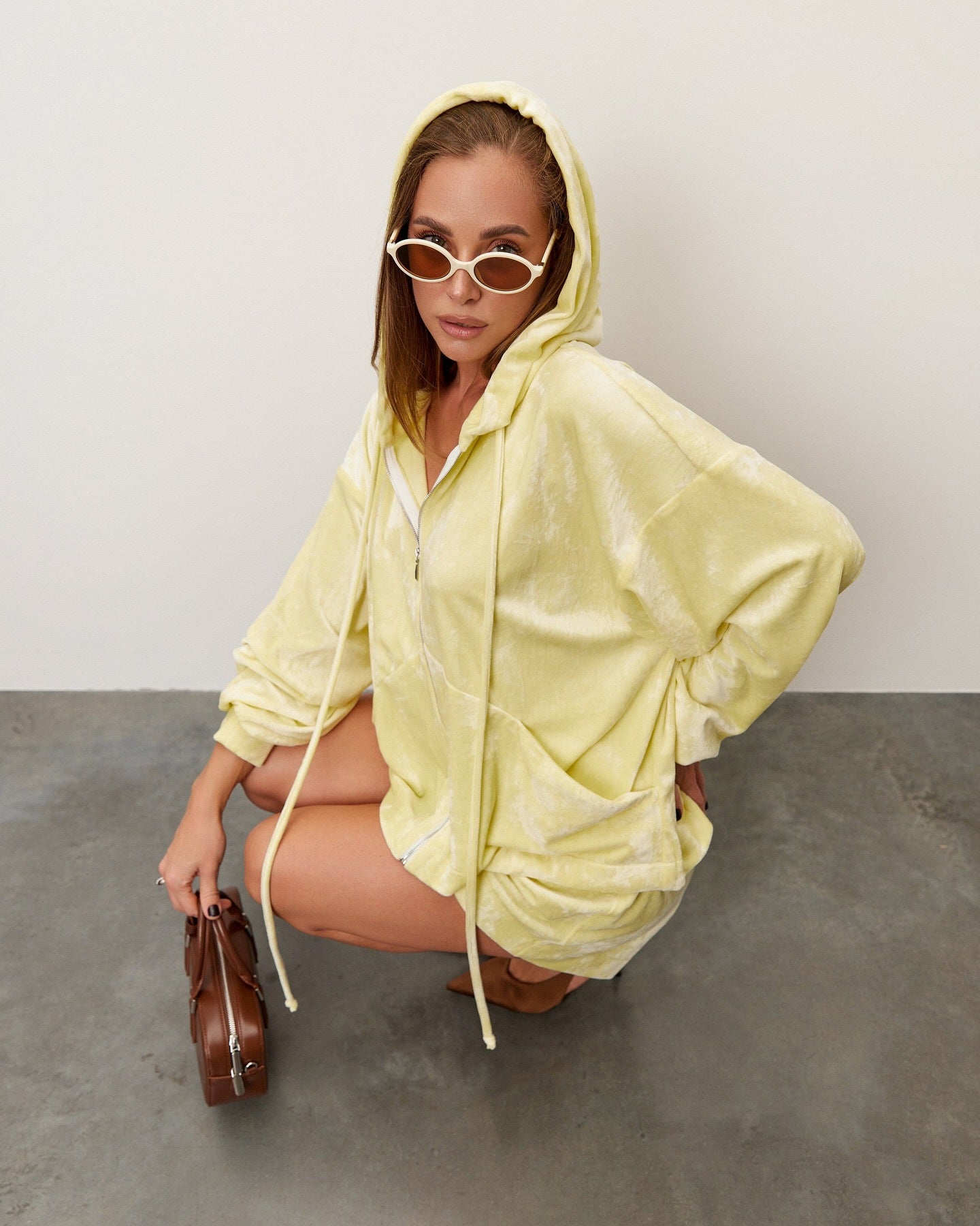 Hooded Zip-Up Top & Shorts Lounge Set