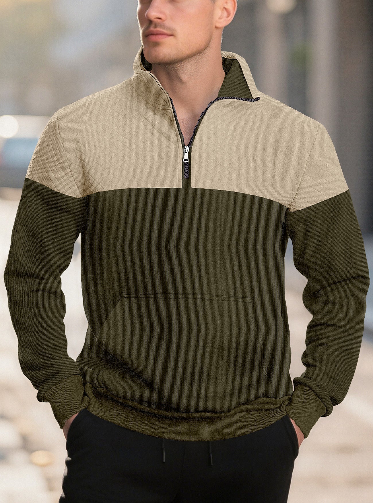 Men's Colorblock Quarter-Zip Pullover