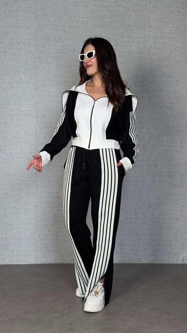 Sporty Track Suit with Striped Detailing