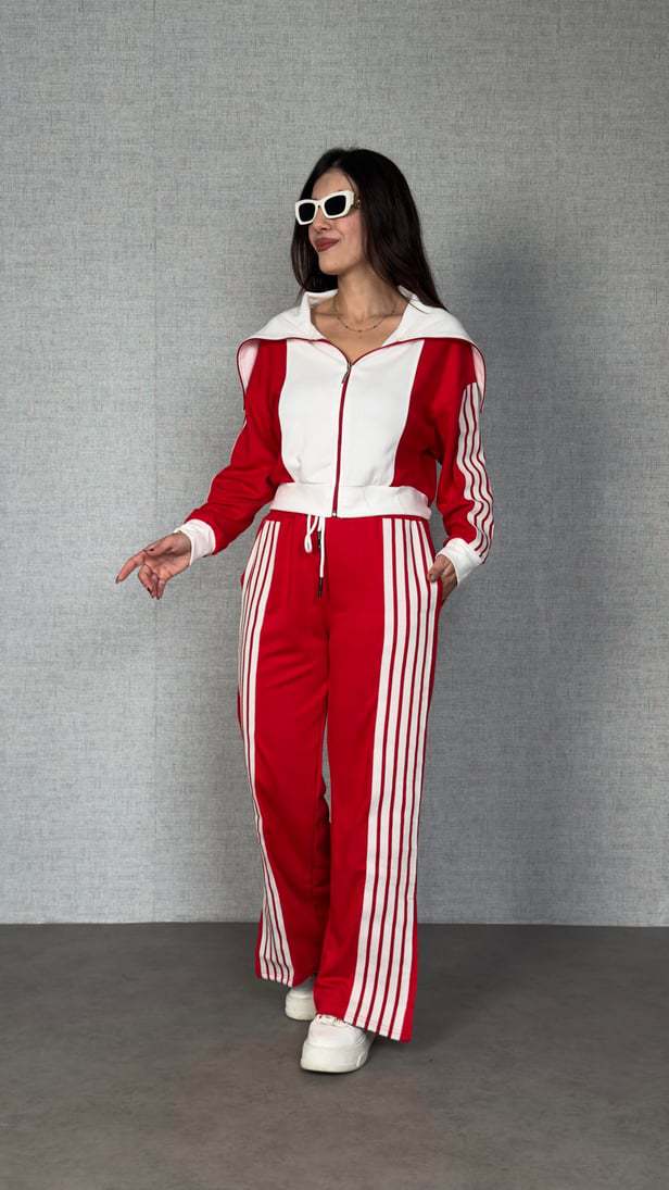 Sporty Track Suit with Striped Detailing