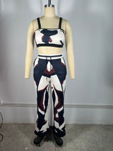 Abstract Pattern Lounge Set with Cropped Jacket