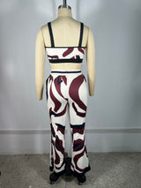 Abstract Pattern Lounge Set with Cropped Jacket