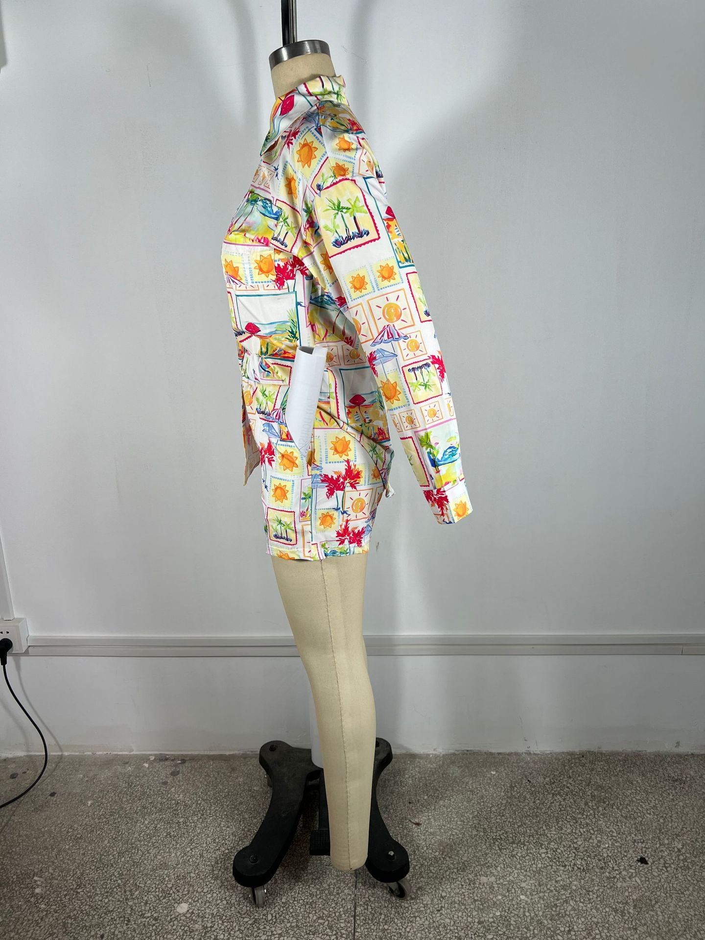 Colorful Tropical Print Pajama Set