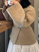 Elegant Camel Double-Breasted Blazer