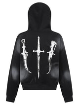 Jacket with Faux Fur Hood & Graphic Print