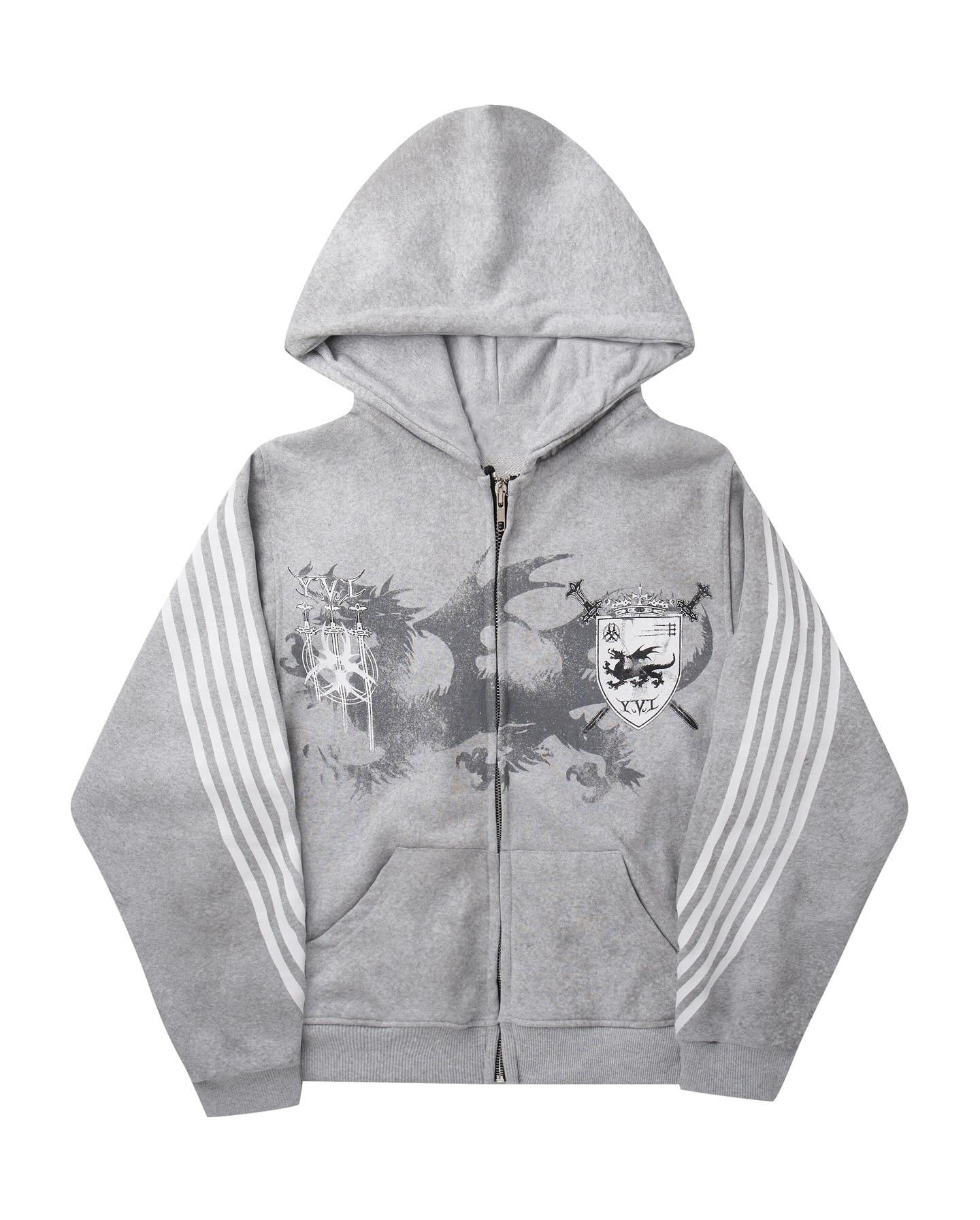 Hoodie Jacket with Striped Sleeves