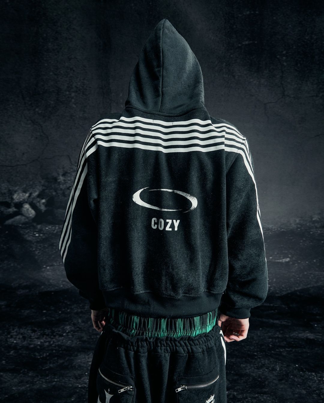 Hoodie Jacket with Striped Sleeves